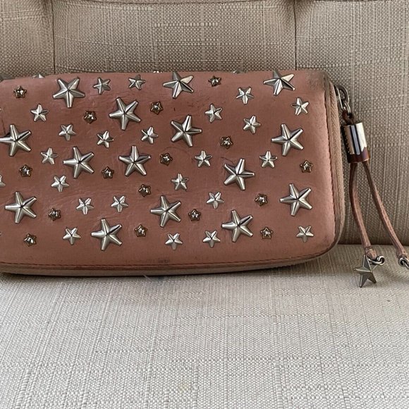 Jimmy Choo Handbags - Jimmy Choo Clutch Nellie Star Studded Leather Zip Around Long Wallet Made Italy